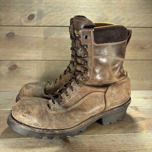 carolina mens size 13 wide shoes brown leather comp toe waterproof logging boots